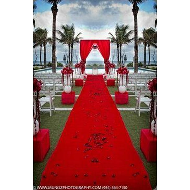 RED AISLE EVENT RUNNER 50 FT X 38 IN ~ RESISTS PUNCTURES  WEDDING ~ GRADUATION